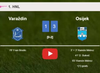 Osijek tops Varaždin 3-1 with 2 goals from R. Miérez. HIGHLIGHTS