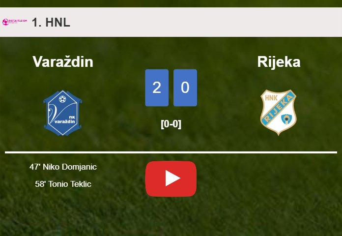 Varaždin defeats Rijeka 2-0 on Sunday. HIGHLIGHTS