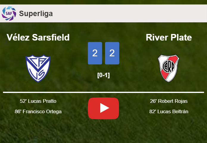 Vélez Sarsfield and River Plate draw 2-2 on Monday. HIGHLIGHTS