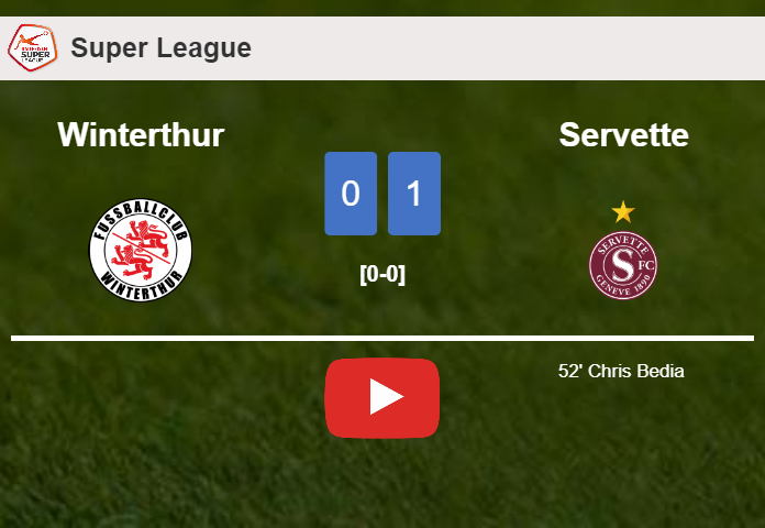 Servette prevails over Winterthur 1-0 with a goal scored by C. Bedia . HIGHLIGHTS