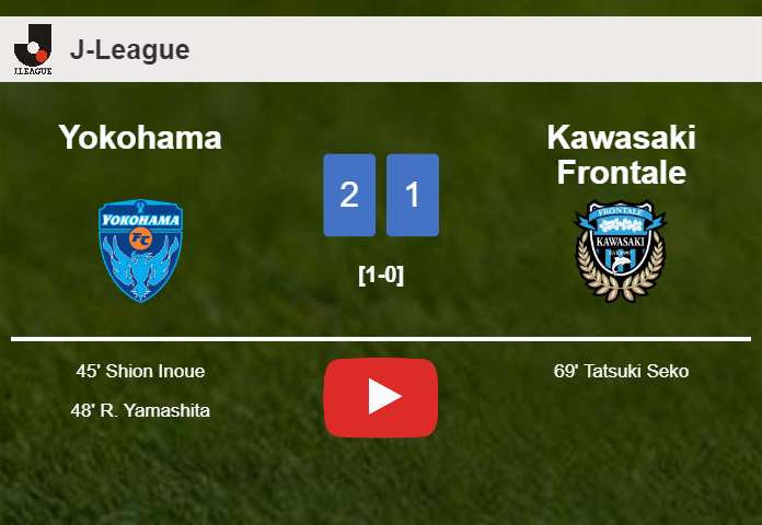 Yokohama defeats Kawasaki Frontale 2-1. HIGHLIGHTS