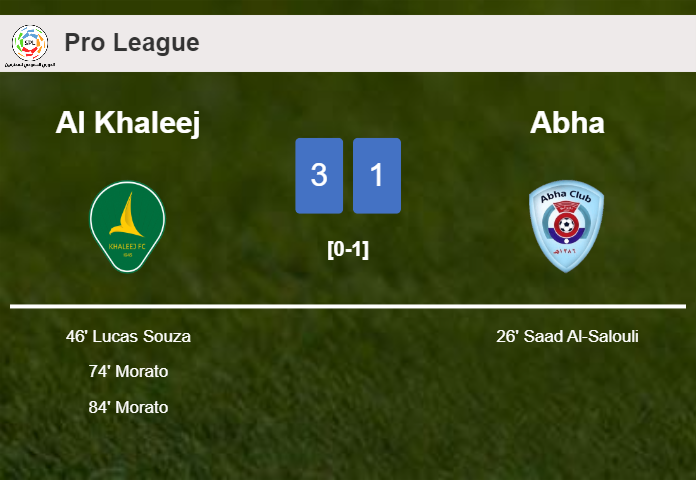 Al Khaleej tops Abha 3-1 after recovering from a 0-1 deficit
