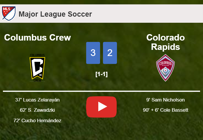 Columbus Crew defeats Colorado Rapids 3-2. HIGHLIGHTS