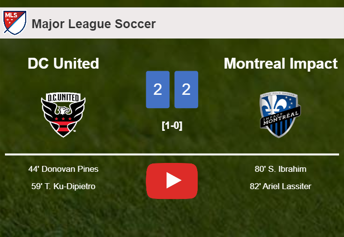 Montreal Impact manages to draw 2-2 with DC United after recovering a 0-2 deficit. HIGHLIGHTS