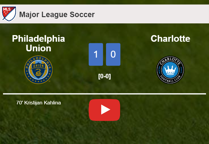 Philadelphia Union defeats Charlotte 1-0 with a late and unfortunate own goal from K. Kahlina. HIGHLIGHTS