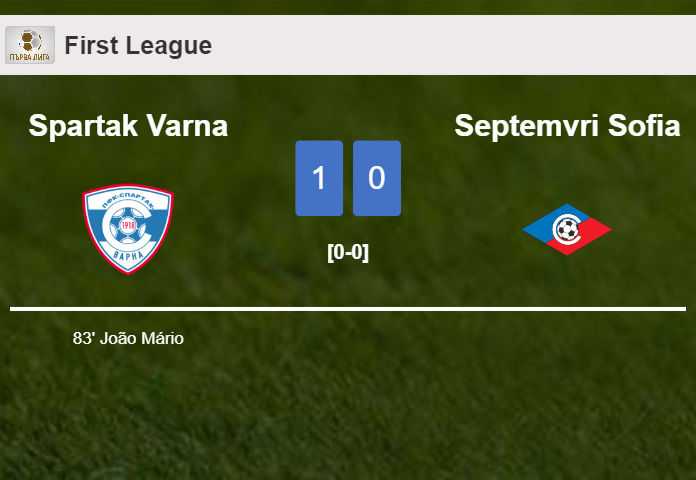 Spartak Varna prevails over Septemvri Sofia 1-0 with a goal scored by J. Mário