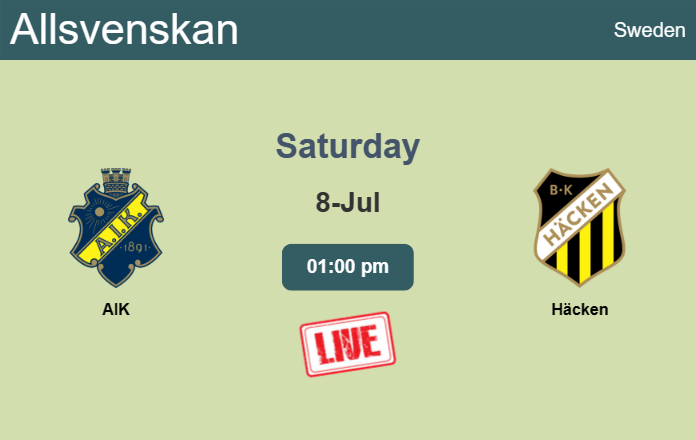 How to watch AIK vs. Häcken on live stream and at what time