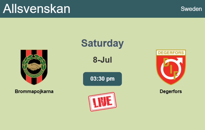 How to watch Brommapojkarna vs. Degerfors on live stream and at what time