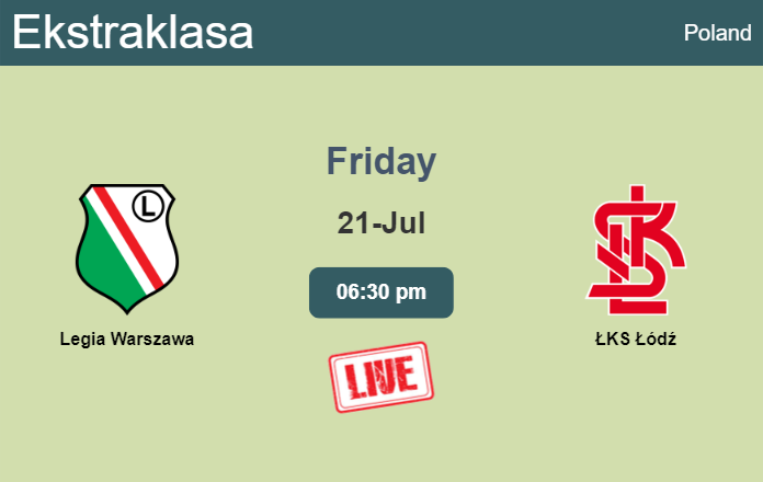 How to watch Legia Warszawa vs. ŁKS Łódź on live stream and at what time