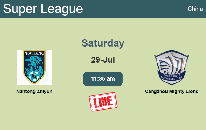 How to watch Nantong Zhiyun vs. Cangzhou Mighty Lions on live stream and at what time