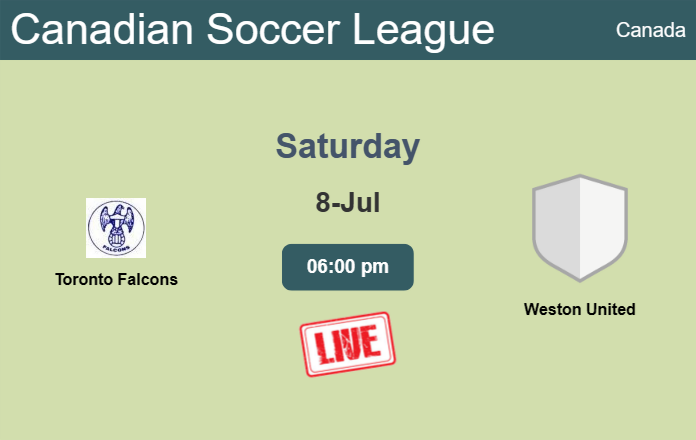 How to watch Toronto Falcons vs. Weston United on live stream and at what time