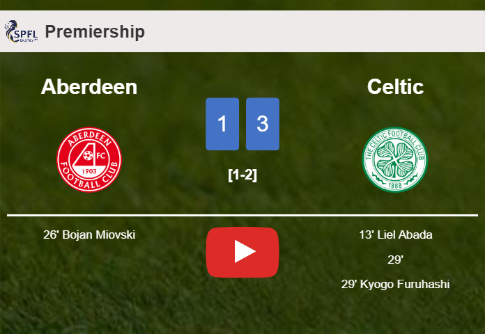 Celtic defeats Aberdeen 3-1. HIGHLIGHTS