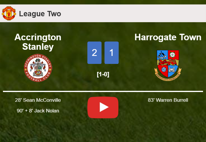 Accrington Stanley grabs a 2-1 win against Harrogate Town. HIGHLIGHTS