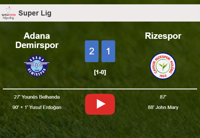 Adana Demirspor snatches a 2-1 win against Rizespor. HIGHLIGHTS