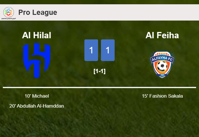 Al Hilal and Al Feiha draw 1-1 on Saturday