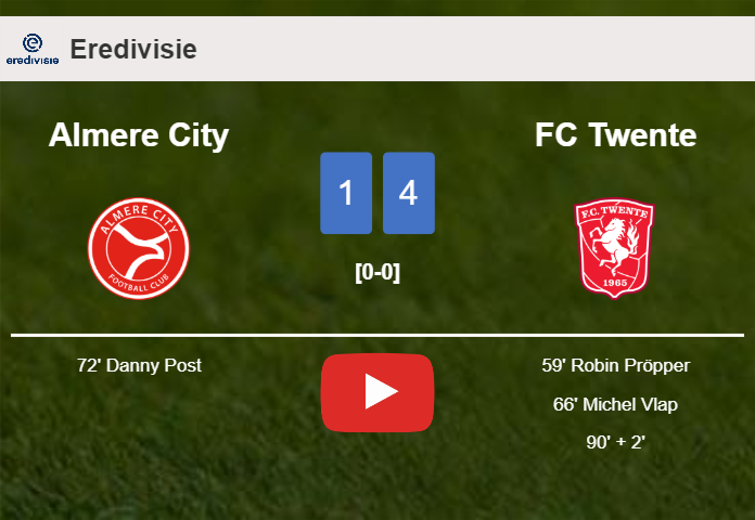 FC Twente defeats Almere City 4-1. HIGHLIGHTS