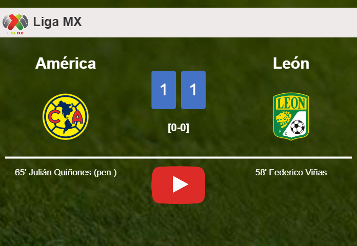 América and León draw 1-1 on Saturday. HIGHLIGHTS