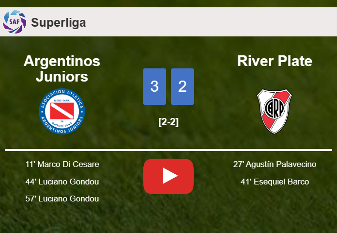 Argentinos Juniors overcomes River Plate after recovering from a 1-2 deficit. HIGHLIGHTS