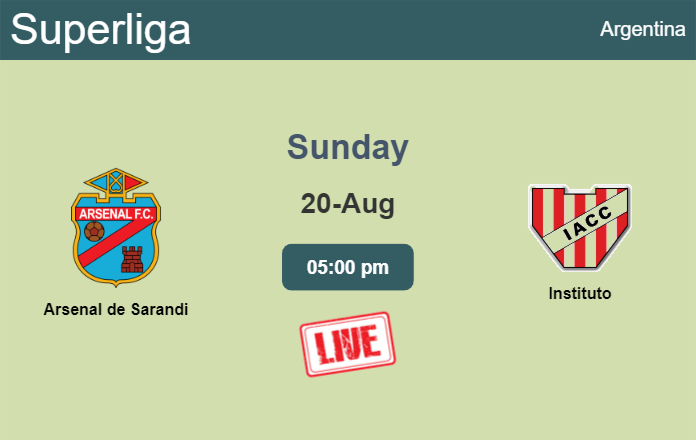 How to watch Arsenal de Sarandi vs. Instituto on live stream and at what time