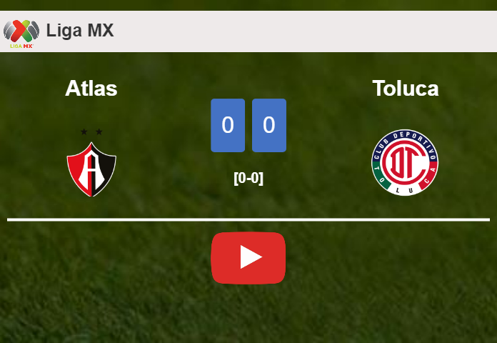 Atlas draws 0-0 with Toluca on Sunday. HIGHLIGHTS