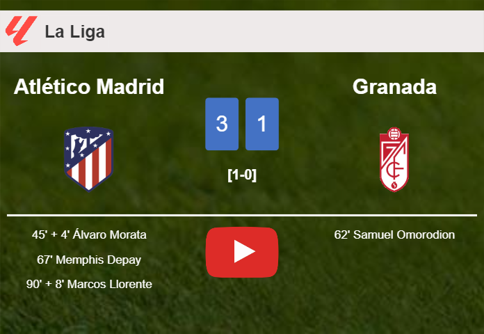 Atlético Madrid beats Granada 3-1. HIGHLIGHTS