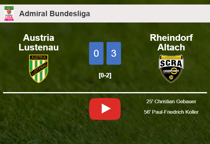 Rheindorf Altach overcomes Austria Lustenau 3-0. HIGHLIGHTS