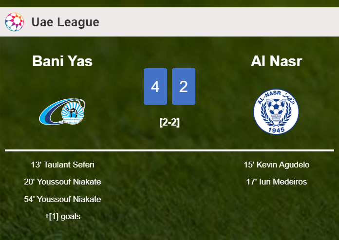 Bani Yas prevails over Al Nasr after recovering from a 1-2 deficit