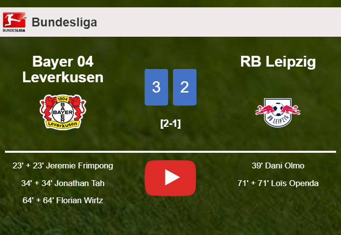 Bayer 04 Leverkusen tops RB Leipzig 3-2. HIGHLIGHTS