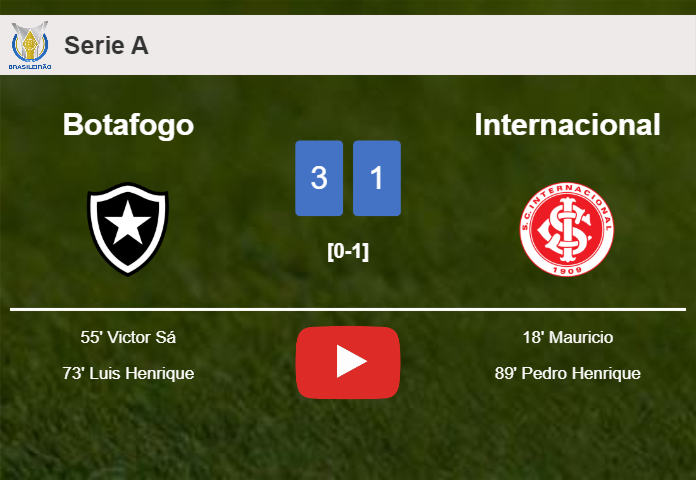 Botafogo prevails over Internacional 3-1 after recovering from a 0-1 deficit. HIGHLIGHTS