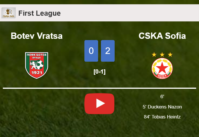 CSKA Sofia conquers Botev Vratsa 2-0 on Saturday. HIGHLIGHTS