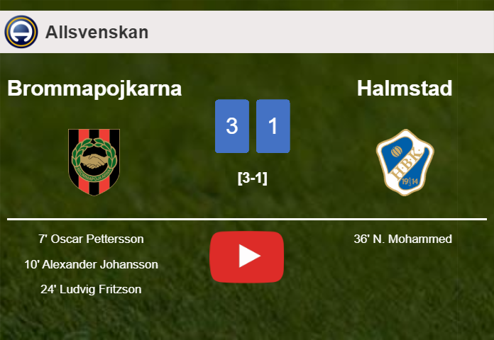 Brommapojkarna conquers Halmstad 3-1. HIGHLIGHTS