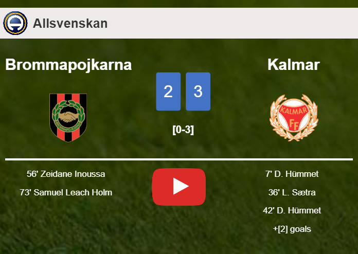 Kalmar beats Brommapojkarna 3-2 with 2 goals from D. Hümmet. HIGHLIGHTS
