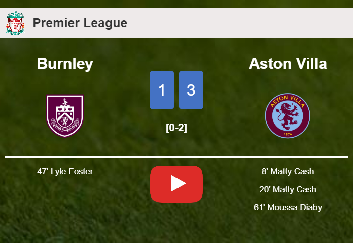 Aston Villa tops Burnley 3-1. HIGHLIGHTS