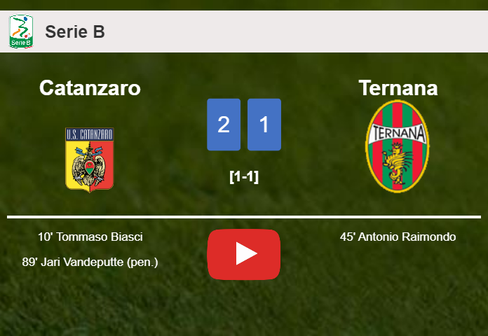 Catanzaro grabs a 2-1 win against Ternana. HIGHLIGHTS