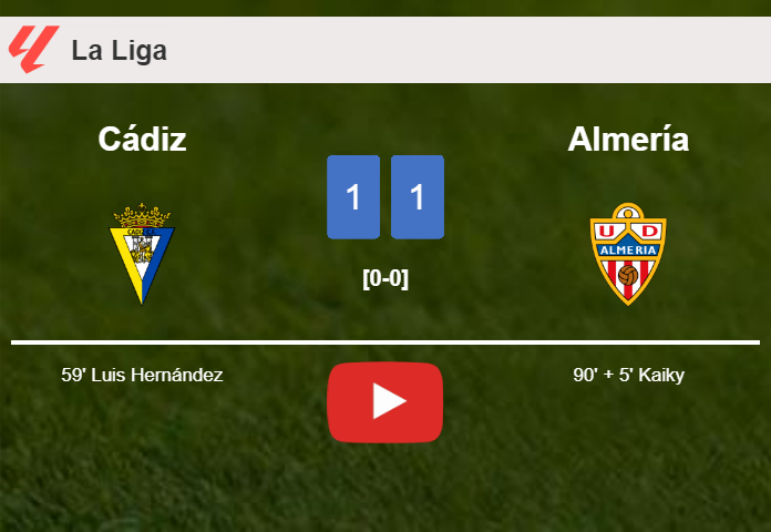 Almería steals a draw against Cádiz. HIGHLIGHTS