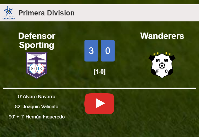 Defensor Sporting defeats Wanderers 3-0. HIGHLIGHTS
