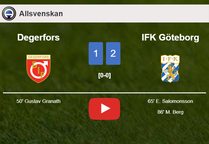 IFK Göteborg recovers a 0-1 deficit to best Degerfors 2-1. HIGHLIGHTS