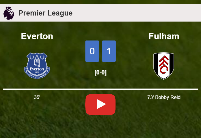 Fulham defeats Everton 1-0 with a goal scored by B. Reid. HIGHLIGHTS