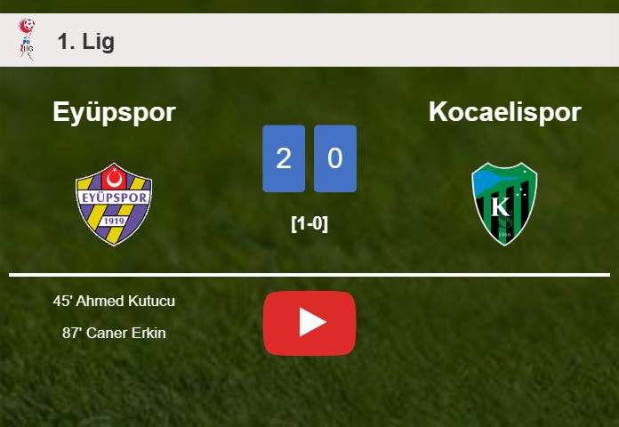 Eyüpspor defeats Kocaelispor 2-0 on Monday. HIGHLIGHTS