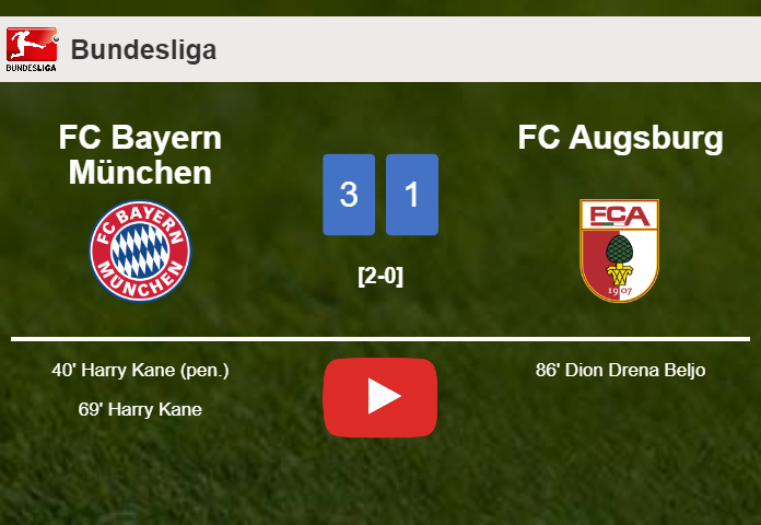 FC Bayern München defeats FC Augsburg 3-1 with 2 goals from H. Kane. HIGHLIGHTS