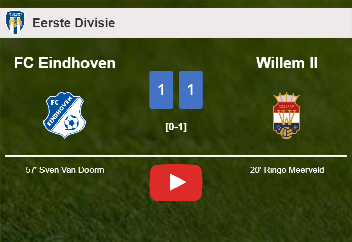 FC Eindhoven and Willem II draw 1-1 on Sunday. HIGHLIGHTS