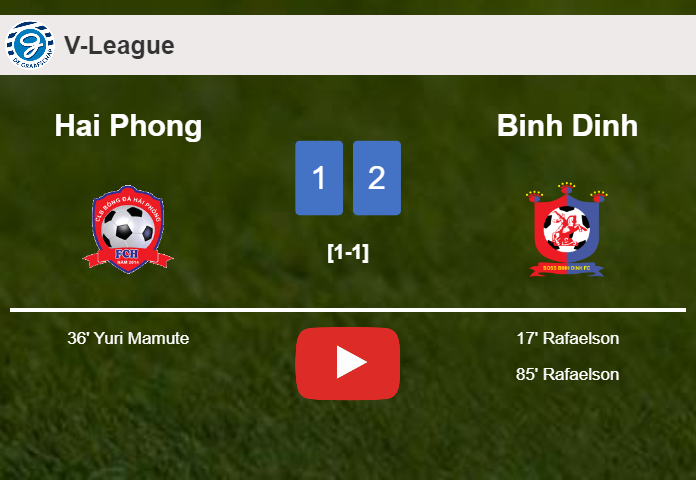 Binh Dinh beats Hai Phong 2-1 with Rafaelson scoring a double. HIGHLIGHTS