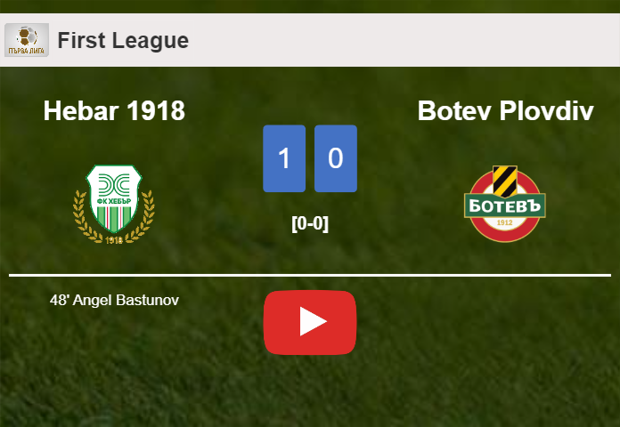 Hebar 1918 beats Botev Plovdiv 1-0 with a goal scored by A. Bastunov. HIGHLIGHTS