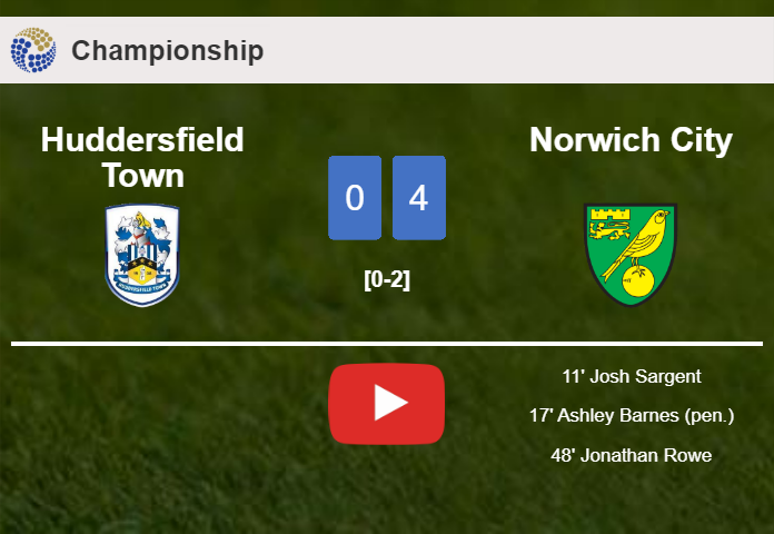 Norwich City defeats Huddersfield Town 4-0 after playing a incredible match. HIGHLIGHTS
