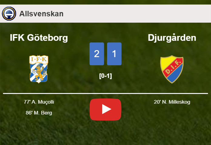 IFK Göteborg recovers a 0-1 deficit to conquer Djurgården 2-1. HIGHLIGHTS
