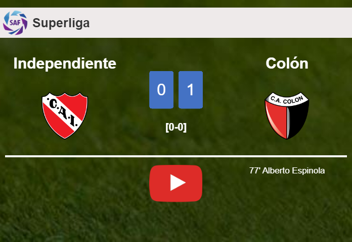 Colón conquers Independiente 1-0 with a goal scored by A. Espinola. HIGHLIGHTS