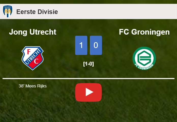 Jong Utrecht defeats FC Groningen 1-0 with a goal scored by M. Rijks. HIGHLIGHTS