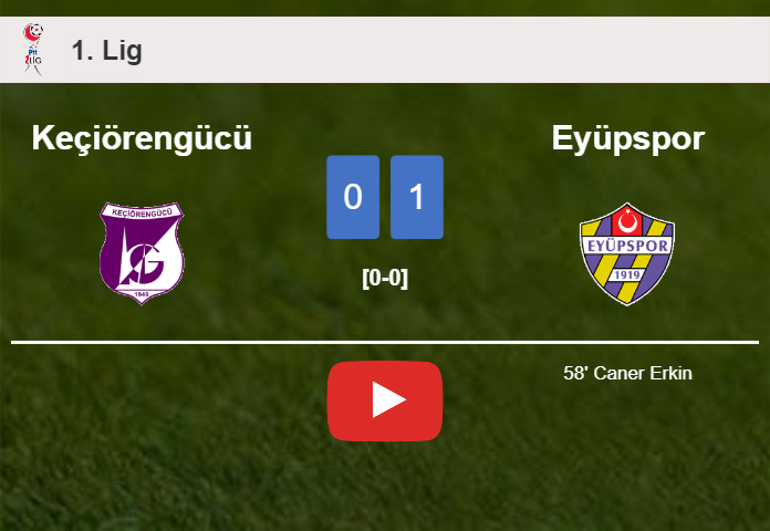 Eyüpspor overcomes Keçiörengücü 1-0 with a goal scored by C. Erkin. HIGHLIGHTS