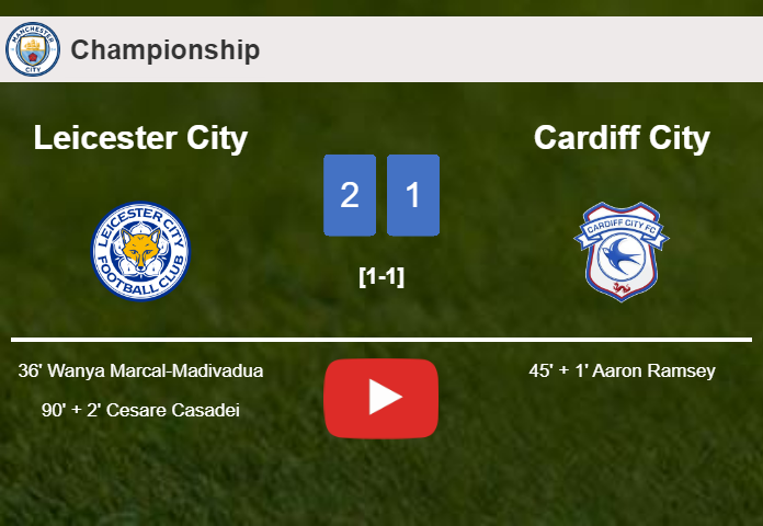 Leicester City snatches a 2-1 win against Cardiff City. HIGHLIGHTS