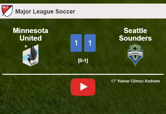 Minnesota United and Seattle Sounders draw 1-1 on Sunday. HIGHLIGHTS